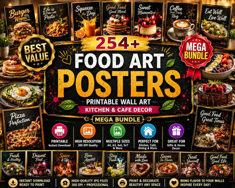 Food Art Print Bundle 254 Kitchen Cafe Posters