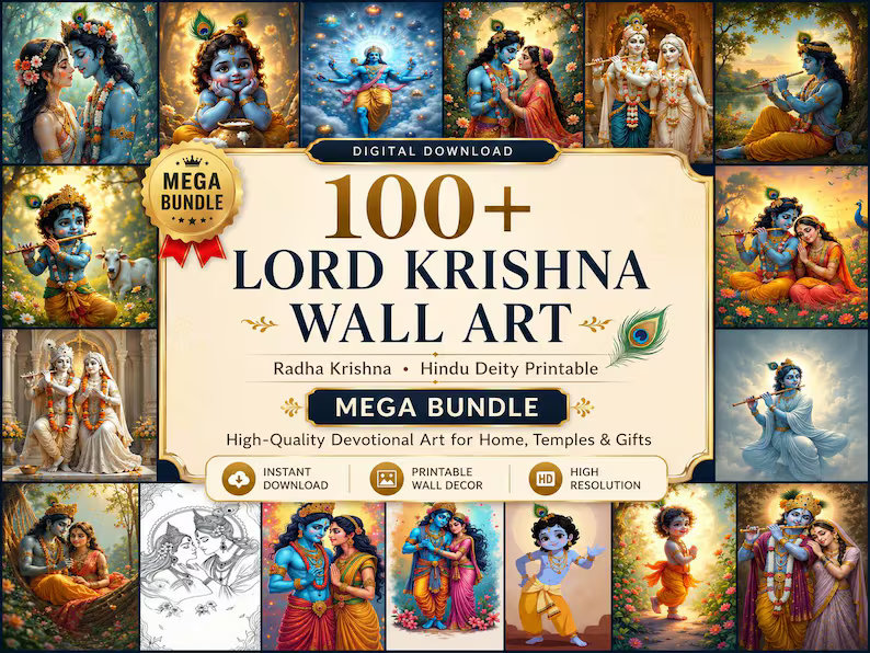Radha Krishna Wall Art 100+ Hindu God Prints