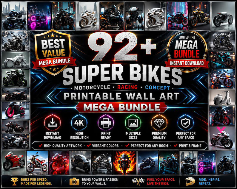 Super Bikes Wall Art Bundle
